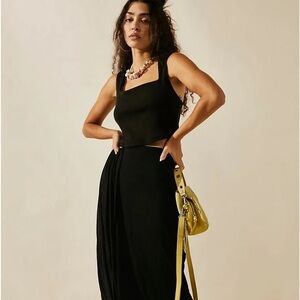 Free People FP Beach Daphne faux wrap maxi skirt in black size Medium